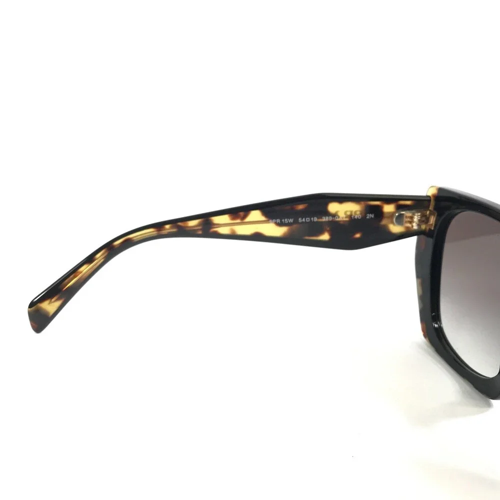 Prada Sunglasses SPR15W 389-0A7 Black Tortoise Frames with Gradient Gray Lenses